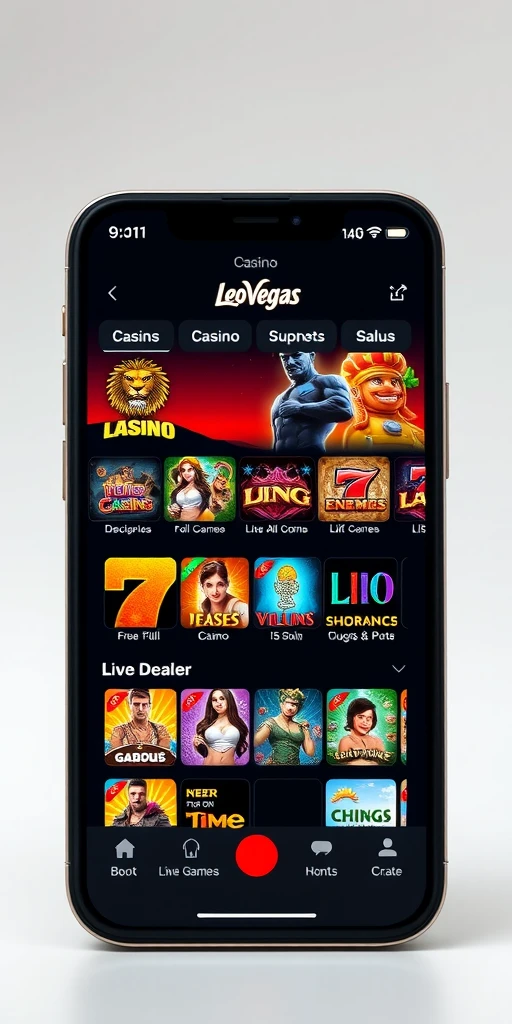 LeoVegas mobile app interface